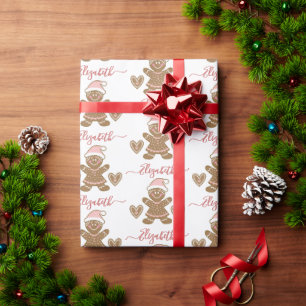 Personalised Cute Christmas Gingerbread Girl  Wrapping Paper