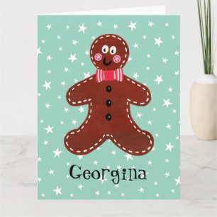 Personalised Cute Christmas Gingerbread Man  Card