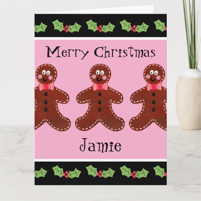 Personalised Cute Christmas Gingerbread Man  Card (Front)