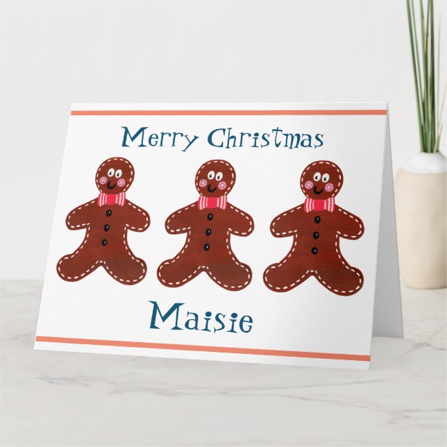 Personalised Cute Christmas Gingerbread Man  Card (Front)