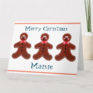 Personalised Cute Christmas Gingerbread Man  Card