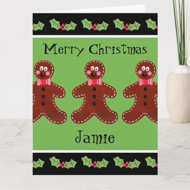 Personalised Cute Christmas Gingerbread Man  Card (Front)