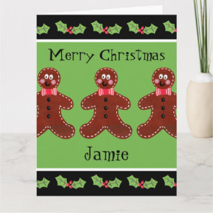 Personalised Cute Christmas Gingerbread Man  Card