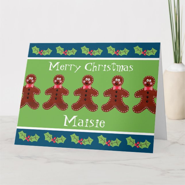 Personalised Cute Christmas Gingerbread Man  Card (Front)