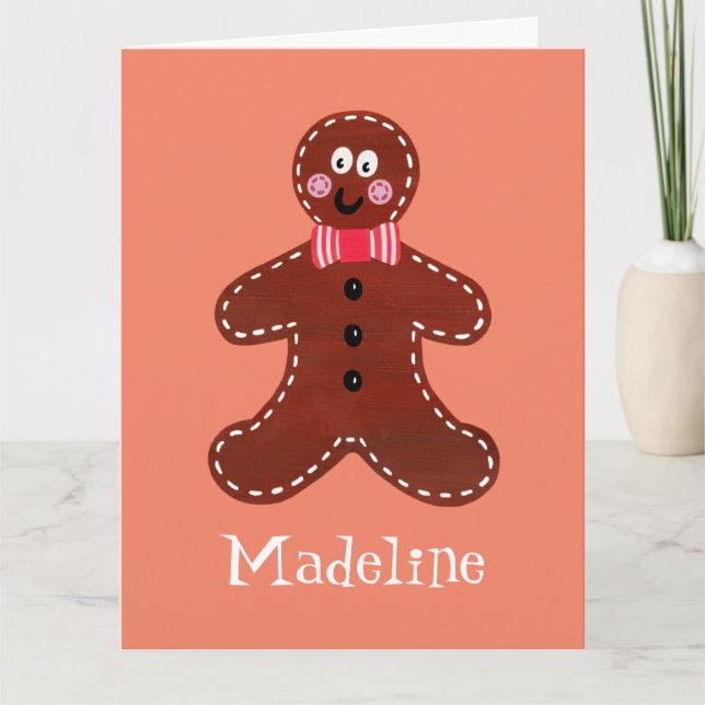 Personalised Cute Christmas Gingerbread Man  Card (Front)