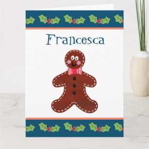 Personalised Cute Christmas Gingerbread Man  Card