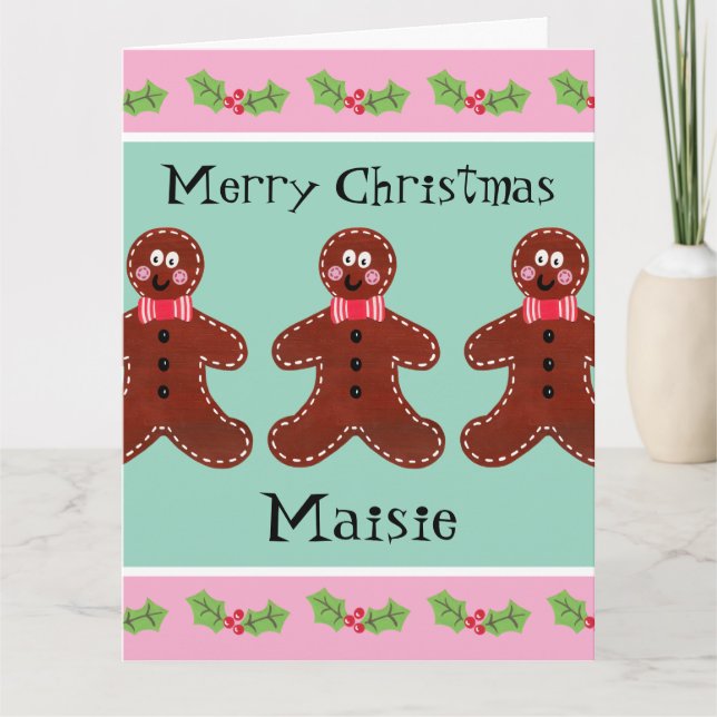 Personalised Cute Christmas Gingerbread Man  Card (Front)