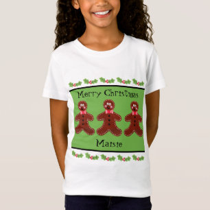 Personalised Cute Christmas Gingerbread Man T-Shirt