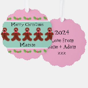Personalised Cute Christmas Gingerbread Man Tree Decoration Card