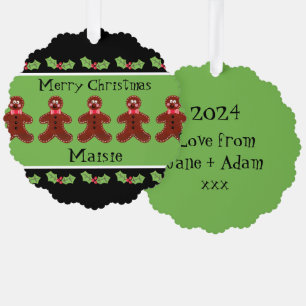 Personalised Cute Christmas Gingerbread Man Tree Decoration Card