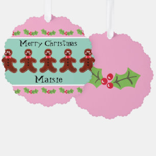 Personalised Cute Christmas Gingerbread Man  Tree Decoration Card