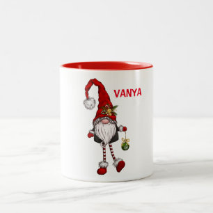 Personalised Cute Christmas Gnome Two-Tone Coffee Mug