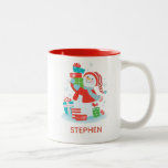 Personalised Cute Christmas Holiday Snowman Two-Tone Coffee Mug<br><div class="desc">A cute snowman holding a stack of presents decorates this mug. Makes a cute Christmas gift for kids. Designed for you by Blackberry Boulevard.</div>