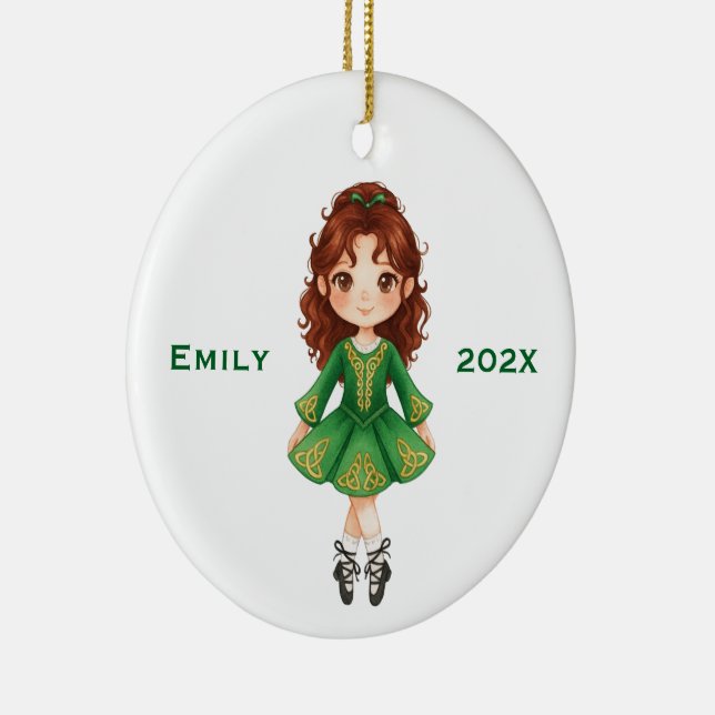 Personalised Cute Christmas Irish Girl Step Dance Ceramic Tree Decoration (Right)