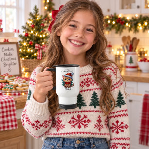 Personalised Cute Christmas Kitten Travel Mug