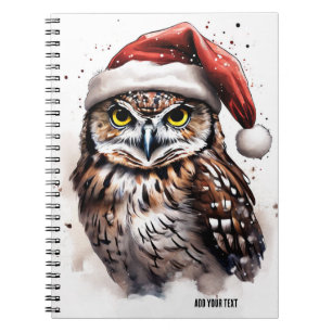 PERSONALISED Cute Christmas Owl Notebook