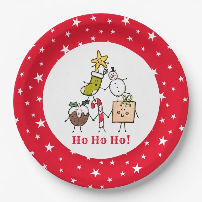 Personalised Cute Christmas Party Food Paper Plate (Front)