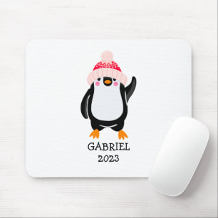 Personalised Cute Christmas Penguin in Red Hat  Mouse Mat