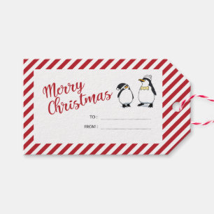 Personalised Cute Christmas Penguins Gift Tags