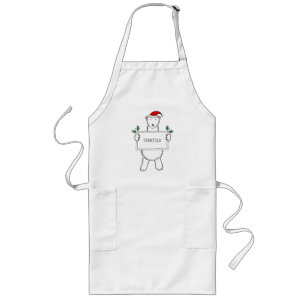Personalised Cute Christmas Polar Bear Christmas Long Apron