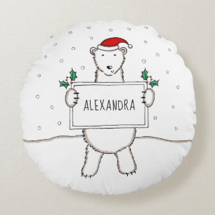 Personalised Cute Christmas Polar Bear Cushion