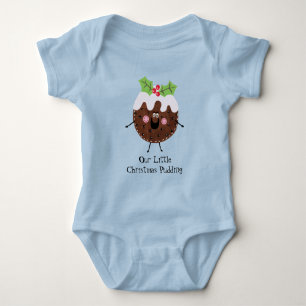 Personalised Cute Christmas Pudding Baby Bodysuit