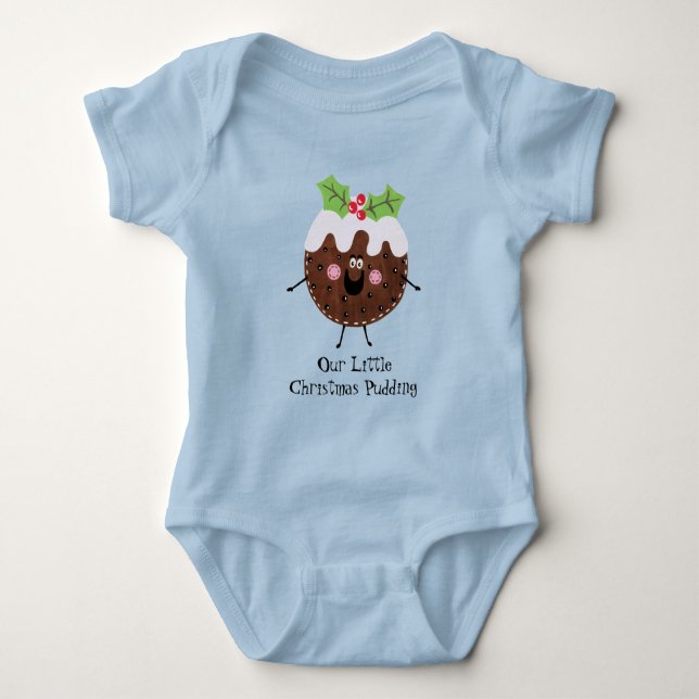 Personalised Cute Christmas Pudding Baby Bodysuit (Front)
