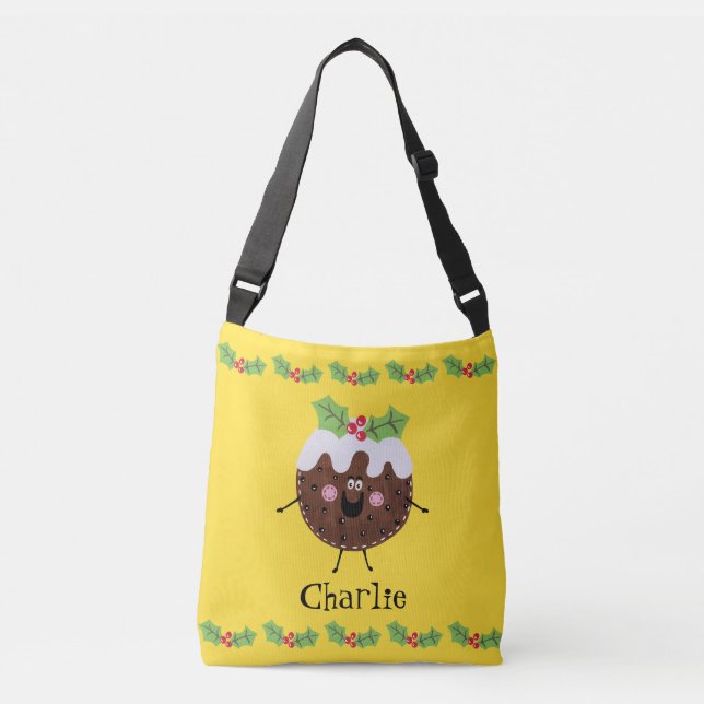 Personalised Cute Christmas Pudding Crossbody Bag (Front)