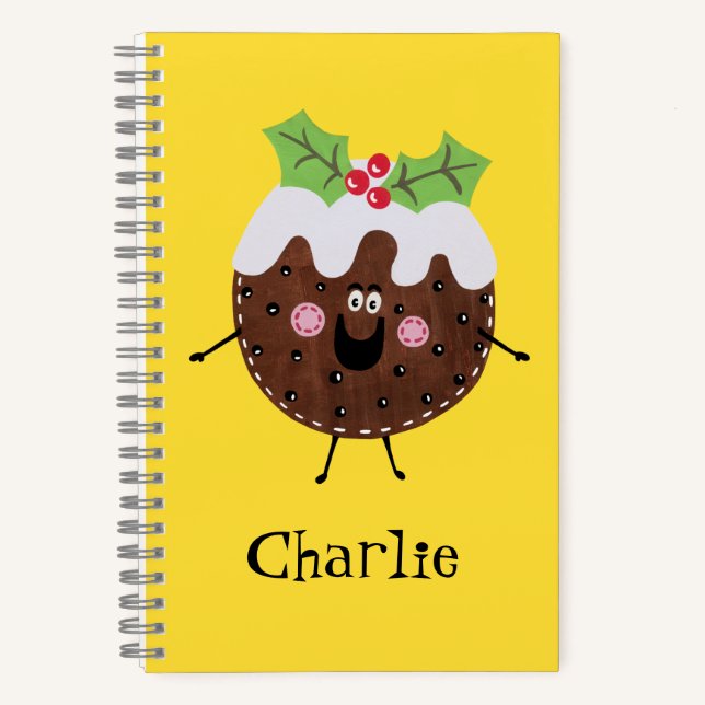 Personalised Cute Christmas Pudding Notebook (Front)