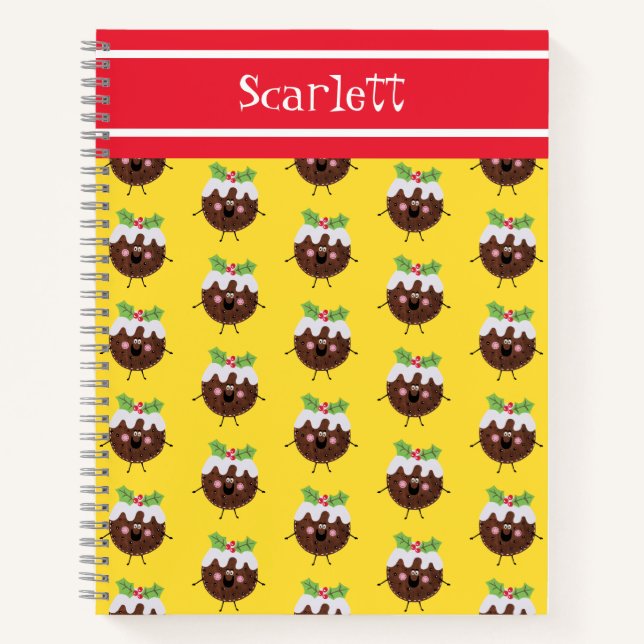 Personalised Cute Christmas Pudding Notebook (Front)