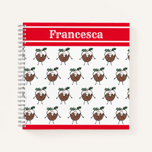 Personalised Cute Christmas Pudding Notebook