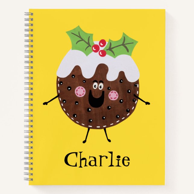 Personalised Cute Christmas Pudding Notebook (Front)