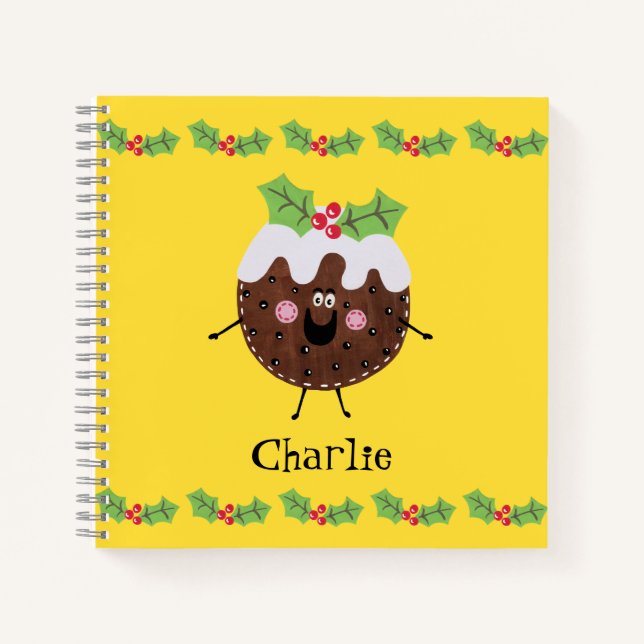 Personalised Cute Christmas Pudding Notebook (Front)