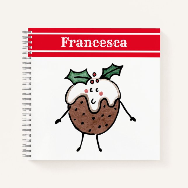 Personalised Cute Christmas Pudding Notebook (Front)