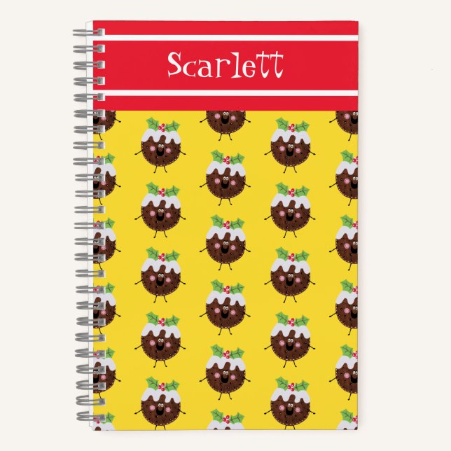 Personalised Cute Christmas Pudding Notebook (Front)