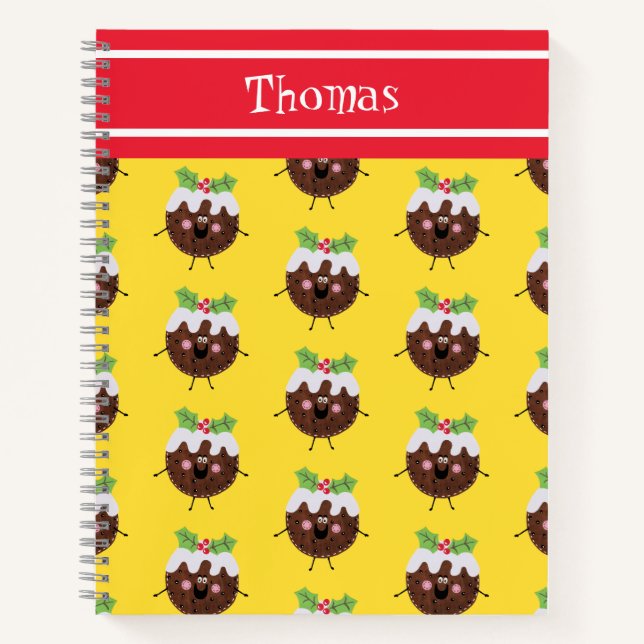 Personalised Cute Christmas Pudding Notebook (Front)