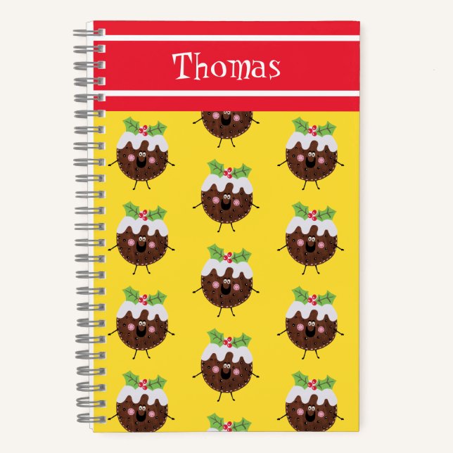 Personalised Cute Christmas Pudding Notebook (Front)