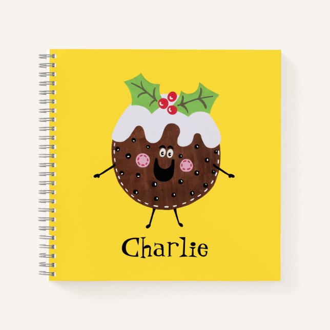 Personalised Cute Christmas Pudding Notebook (Front)