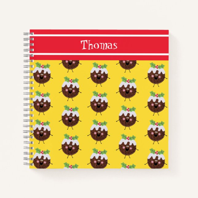 Personalised Cute Christmas Pudding Notebook (Front)