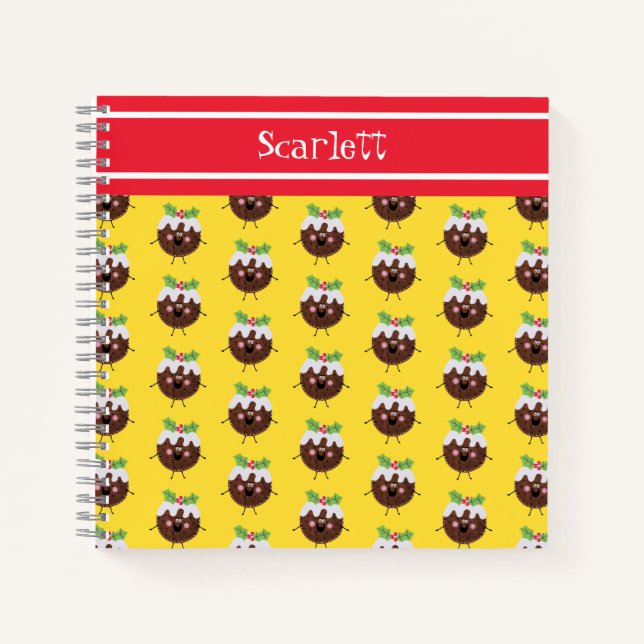 Personalised Cute Christmas Pudding Notebook (Front)