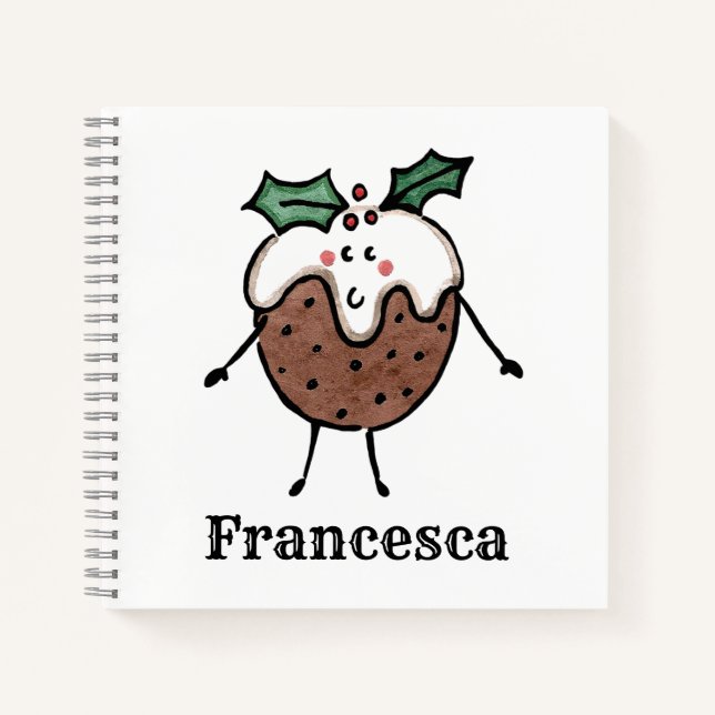 Personalised Cute Christmas Pudding Notebook (Front)