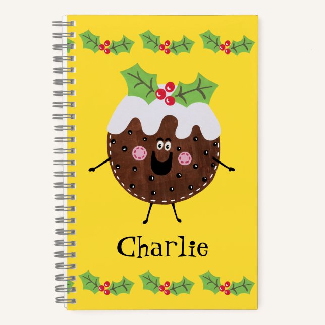 Personalised Cute Christmas Pudding Notebook (Front)