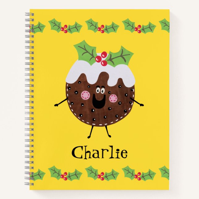 Personalised Cute Christmas Pudding Notebook (Front)