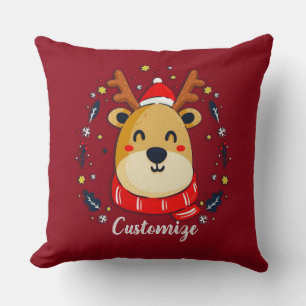 Personalised Cute Christmas Reindeer Cushion