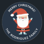 Personalised Cute Christmas Santa Claus Classic Round Sticker<br><div class="desc">A cute Santa Merry Christmas personalised sticker. Cute sticker to put on holiday gifts and stationary. Designed for you by Blackberry Boulevard.</div>