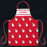 Personalised Cute Christmas Snowman Apron<br><div class="desc">This personalised Christmas apron features a cute Christmas snowman illustration.</div>