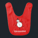Personalised Cute Christmas Snowman Baby Bib<br><div class="desc">This personalised Christmas baby bib features the snowman from the 'Christmas Crew'. A group of cute little Christmas characters that love to have fun and make mischief at Christmas.</div>