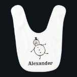Personalised Cute Christmas Snowman Baby Bib<br><div class="desc">This personalised Christmas baby bib features the snowman from the 'Christmas Crew'. A group of cute little Christmas characters that love to have fun and make mischief at Christmas.</div>