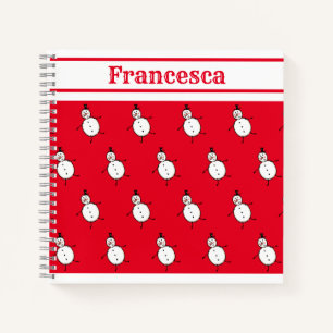 Personalised Cute Christmas Snowman Notebook
