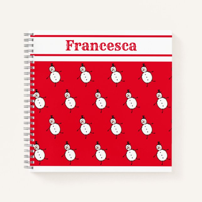 Personalised Cute Christmas Snowman Notebook (Front)